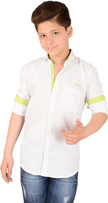 

Anry Boys Solid Casual White Shirt
