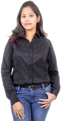 

Juee Women's Printed Casual Black Shirt