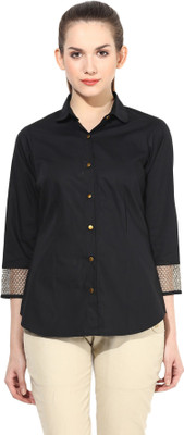 

Dazzio Women's Solid Formal Black, Gold Shirt