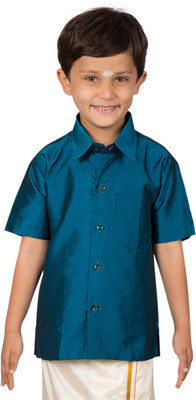 10% OFF on THANGAMAGAN Boys Solid Casual Dark Blue Shirt 10% OFF on THANGAMAGAN Boys Solid Casual Dark Blue Shirt