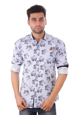

Studio Nexx Men's Printed Casual Blue Shirt, Black;blue