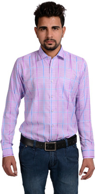 

Riwas Collection Men's Checkered Formal Purple, Blue Shirt