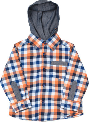 

Nauti Nati Boys Checkered Casual White, Blue, Orange Shirt, Navy blue