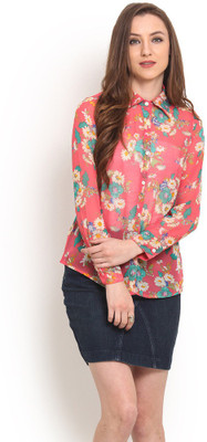 

Trend Arrest Women's Floral Print Casual Spread Shirt, Pink