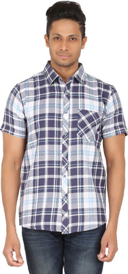 

All Times Men's Checkered Casual Blue Shirt