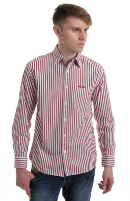 

Wrangler Men's Striped Casual Point Collar Shirt, Maroon