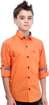 

MashUp Boys Solid Casual Orange Shirt