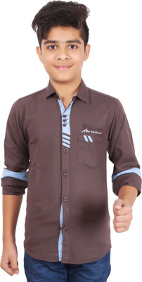 

Aedi Boys Solid Casual Maroon Shirt, Coffee