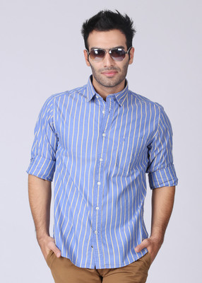 

Indian Terrain Men's Striped Casual Yellow, Blue Shirt