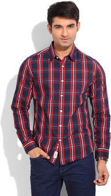 

Flippd Men's Checkered Casual Blue, Red Shirt, Red/navy