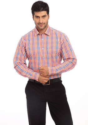 

ColorPlus Men's Checkered Casual Orange Shirt