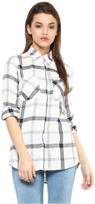 STYLESTONE Women Checkered Casual White, Black Shirt