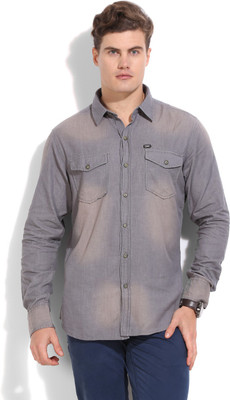 

John Players Men's Solid Casual Grey Shirt, 1a1