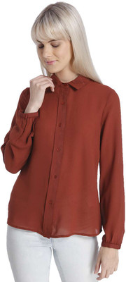 

Vero Moda Women's Solid Casual Brown Shirt, Henna