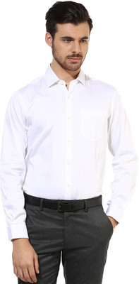 

First Row Men's Solid Formal White Shirt