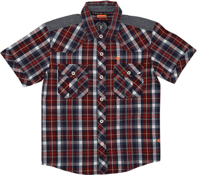 

SuperYoung Boys Checkered Casual Maroon Shirt, Deep red