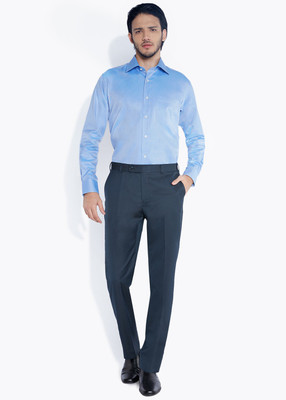 

Raymond Men's Striped Formal Blue Shirt, Medium blue