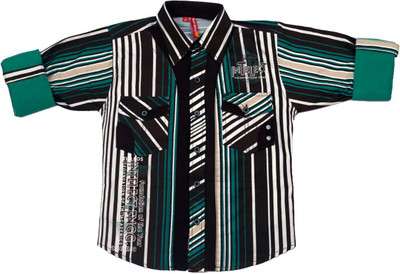 

BAD BOY Boys Striped Casual Green Shirt
