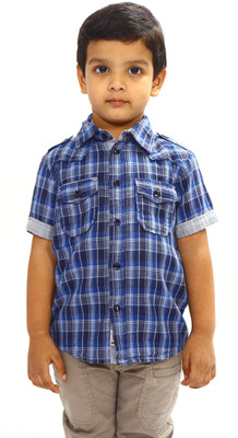 Bio Kid Boys Checkered Casual Ribbed Collar Shirt Bio Kid Boys Checkered Casual Ribbed Collar Shirt