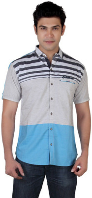 

Carbone Men's Striped Casual Light Blue Shirt, Lightblue