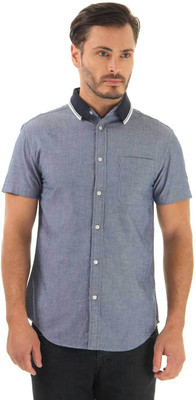 

Jack & Jones Men's Solid Casual Blue Shirt, Dark blue denim