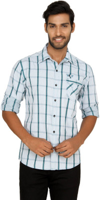 

Macoro Men's Checkered Casual Green, White Shirt