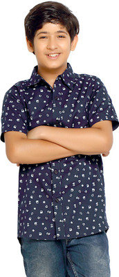 

Kick Start Boys Printed Casual Blue Shirt, Navy