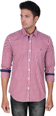 

Dave Men's Checkered Casual Maroon Shirt