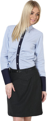

Dazzio Women's Striped Formal Blue Shirt