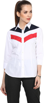 

Dazzio Women's Solid Formal White, Red, Blue Shirt