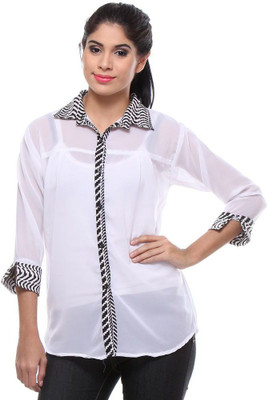 

TeeMoods Women's Solid Casual White Shirt