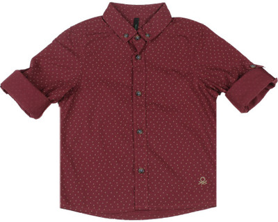 

United Colors of Benetton. Boys Printed Casual Maroon Shirt, 902