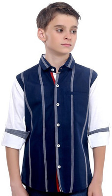 

MashUp Boys Striped Casual Blue Shirt