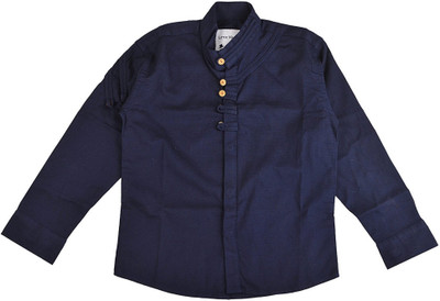 

Little Man Boy's Solid Casual Dark Blue Shirt, Navy blue