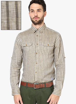 

Jack & Jones Men's Striped Casual Grey Shirt, Olive gray