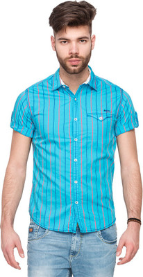 

Mufti Men's Striped Casual Blue Shirt, Turq