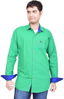 BRITISH TERMINAL Men Checkered Casual Green Shirt