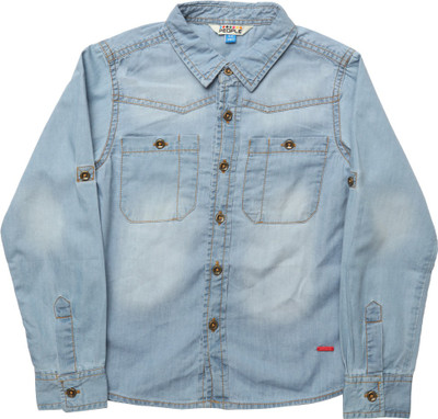 

People Boys Solid Casual Light Blue Shirt