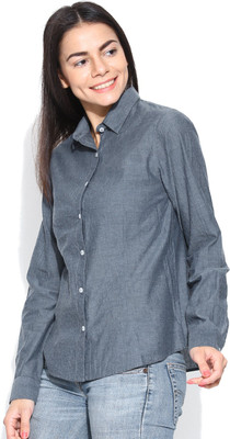 

Vaak Women's Woven Casual Blue Shirt