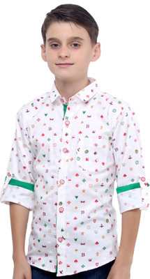 

MashUp Boys Printed Casual Green Shirt