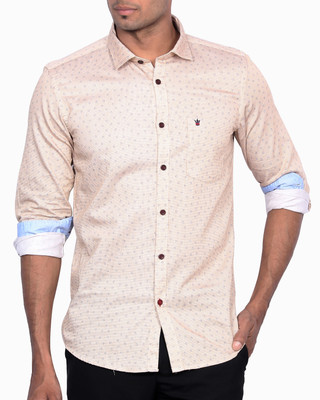

D'Indian Club Men's Printed Casual Brown Shirt, Brown prints