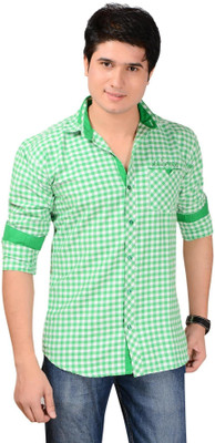 

Aedi Men's Checkered Casual Green, White Shirt
