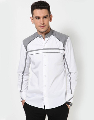 

Dazzio Men's Solid Casual White, Grey, Black Shirt