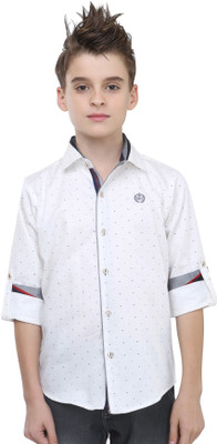 

MashUp Boys Printed Casual White Shirt