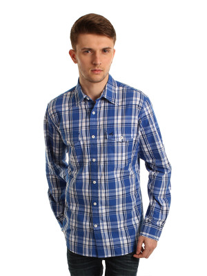 

Wrangler Men's Checkered Casual Blue Shirt