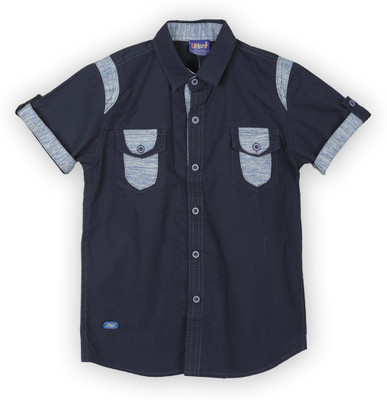 

Lilliput Boys Solid Casual Light Blue Shirt, Navy blue
