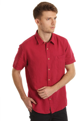 Indian Terrain Men' Solid Casual Red Shirt, Fuschia