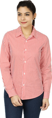 

Eves Pret A Porter Women's Striped Casual Red, White Shirt, Coral;white