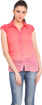 

Trend Arrest Women's Solid Casual Open Collar Shirt, Pink