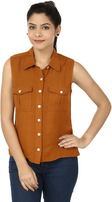

Eves Pret A Porter Women's Solid Casual Brown Shirt